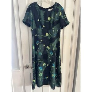 Petite Sophisticated 100% Silk Women's Sz 10 Floral Midi Dress Dark Academia